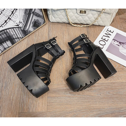 Funki Findz | Shoes | Women's Goth Open Toe Platform Sandals
