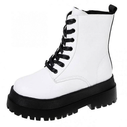 Funki Findz | Boots | Women's White Platform Ankle Boots
