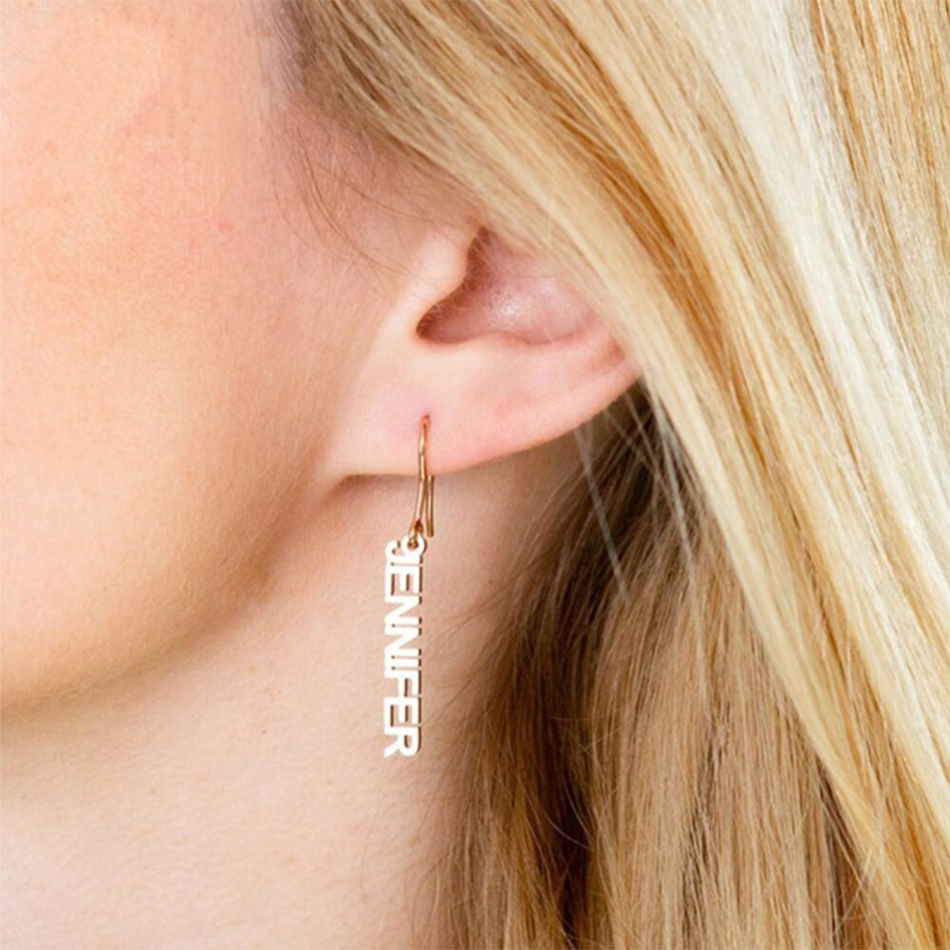 Funki Findz | Earrings | Custom Name Initial Vertical Drop Earring
