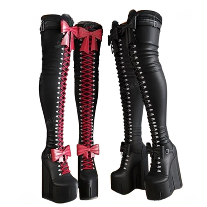 Funki Findz | Boots | Women's Over Knee Butterfly Bow Boots