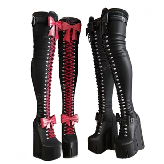 Funki Findz | Boots | Women's Over Knee Butterfly Bow Boots