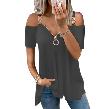 Funki Findz | Shirts | Women's Chain Link Strap Zipper Shirt