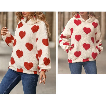 Funki Findz | Sweaters | Women's Hooded Heart Print Pullover