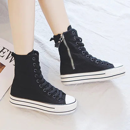 Funki Findz | Boots | Women's High-top Side Zip Canvas Sneaker
