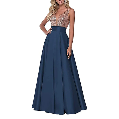 Funki Findz | Dresses | Women's Satin Sequin Evening Dress