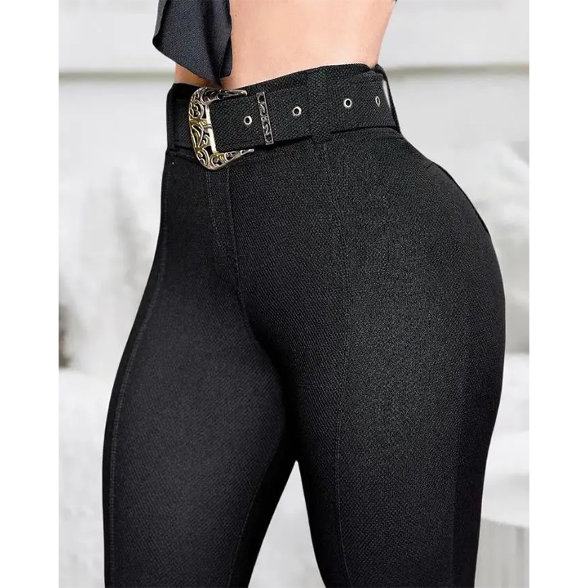 Funki Findz | Pants | Women's High Waist Skinny Pants with Belt