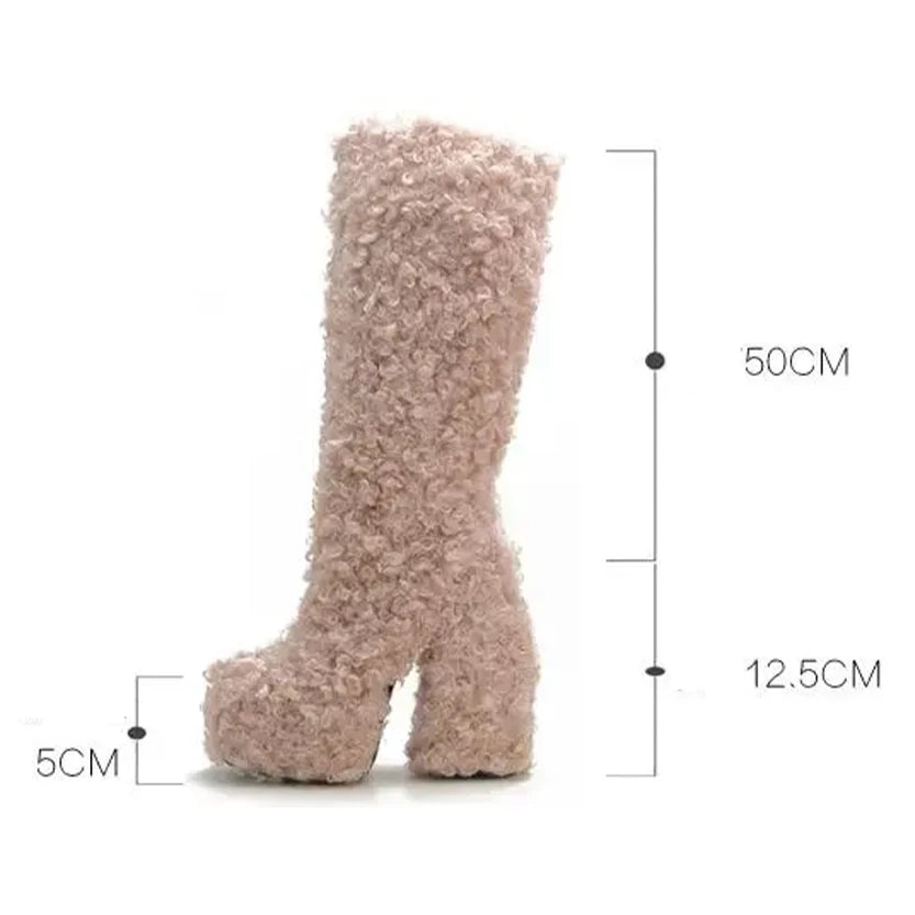 Funki Findz | Boots | Women's Knee-High Fuzzy Platform Boots
