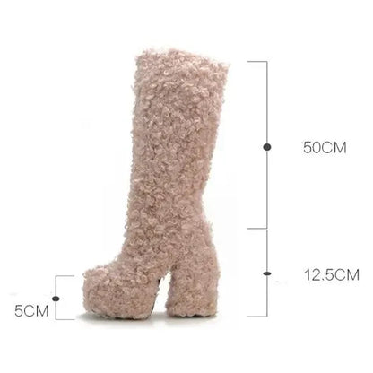 Funki Findz | Boots | Women's Knee-High Fuzzy Platform Boots