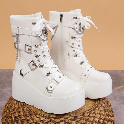 Funki Findz | Boots | Women's Multi Strap Gothic Platform Boots