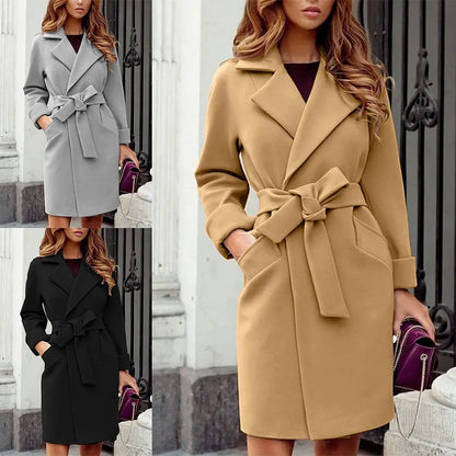 Funki Findz | Jackets | Women's Suit Collar Slim Fit Tie Belt Coat