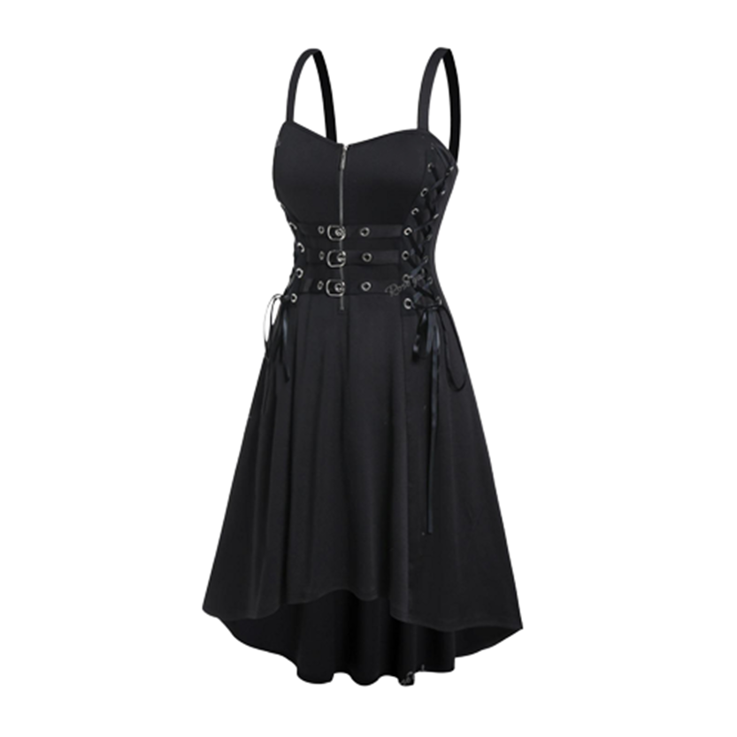 Funki Findz | Dresses | Women's Gothic Punk Strappy Midi Dress