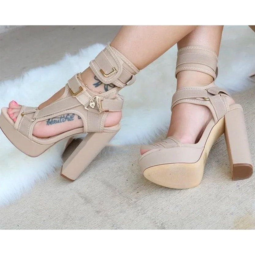 Funki Findz | Shoes | Women's Chunky Heel Strappy Sandals