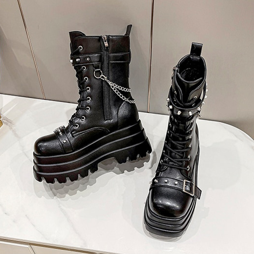 Funki Findz | Boots | Women's Gothic Square Toe Platform Boots