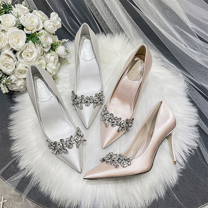 Funki Findz | Shoes | Women's Satin Crystal Wedding Pumps