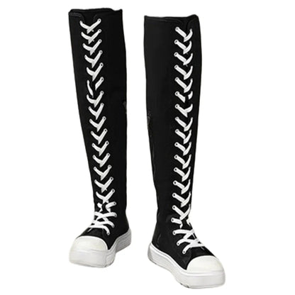 Funki Findz | Boots | Women's Over Knee Lace Up Canvas Boots