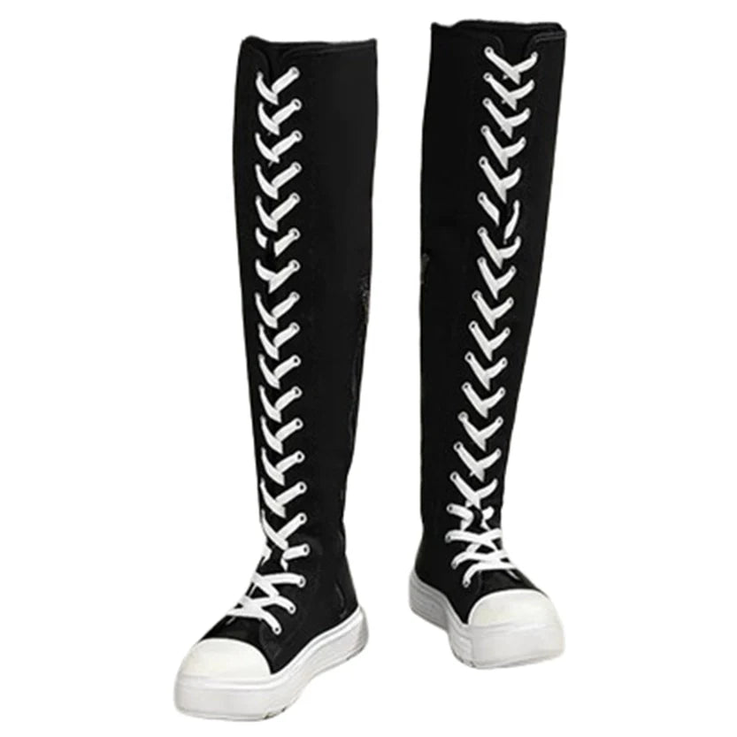 Funki Findz | Boots | Women's Over Knee Lace Up Canvas Boots