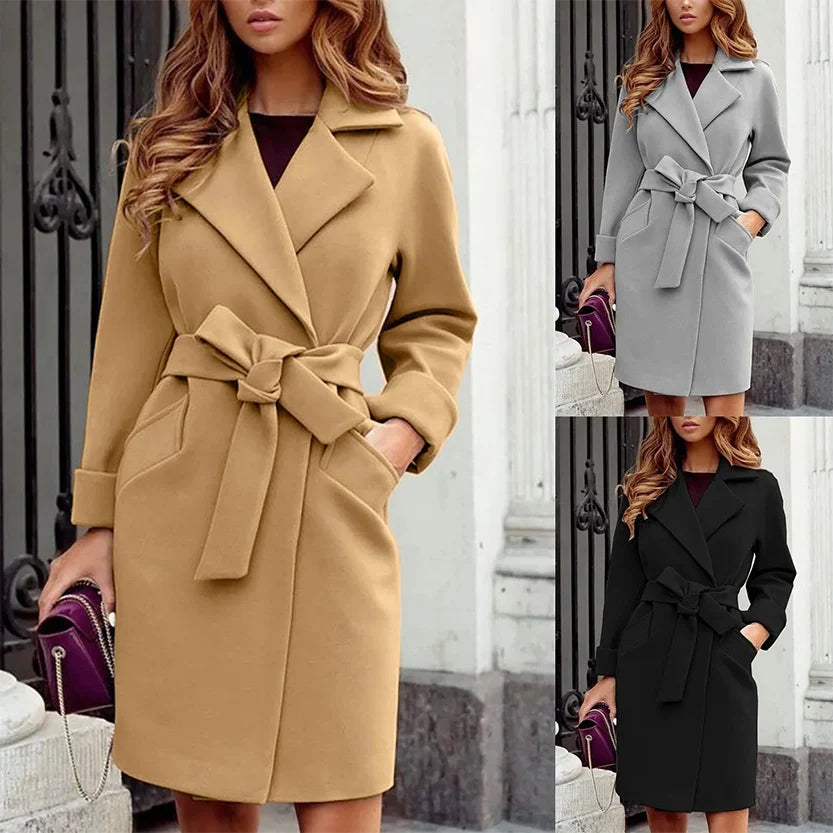 Funki Findz | Jackets | Women's Suit Collar Slim Fit Tie Belt Coat