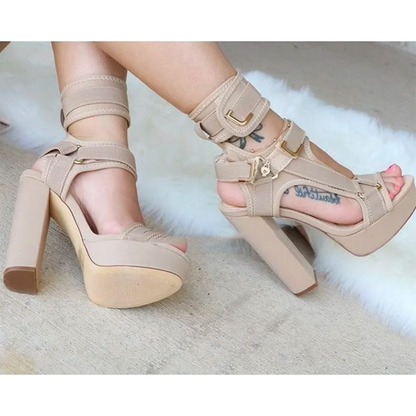 Funki Findz | Shoes | Women's Chunky Heel Strappy Sandals