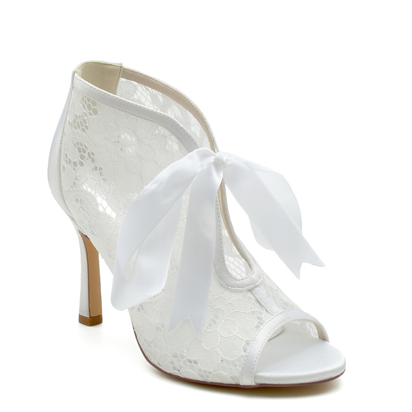 Funki Findz | Shoes | Women's Floral Lace Satin Tie Bridal Shoes
