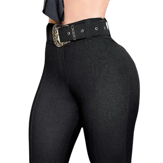Funki Findz | Pants | Women's High Waist Skinny Pants with Belt