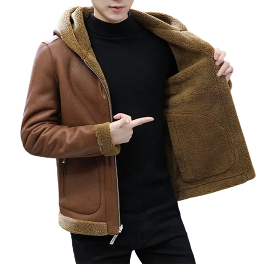 Funki Findz | Jackets | Men's Hooded Winter Faux Leather Jacket