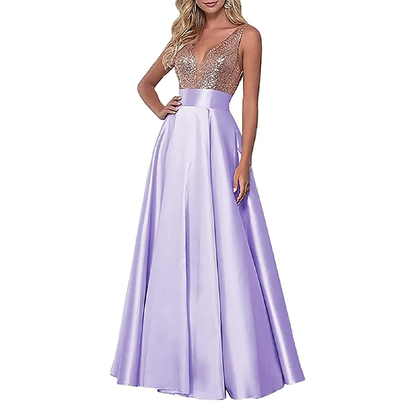 Funki Findz | Dresses | Women's Satin Sequin Evening Dress