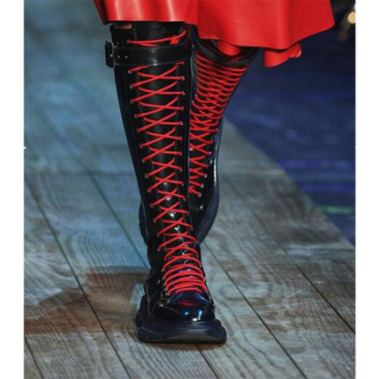 Funki Findz | Boots | Women's White Knee High Lace Up Boots