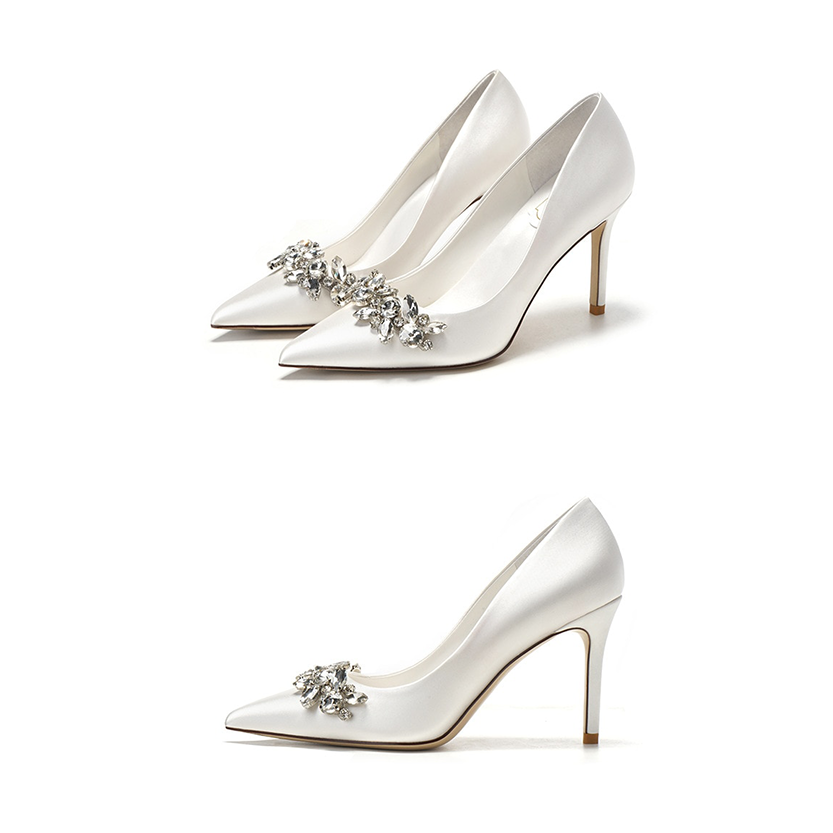 Funki Findz | Shoes | Women's Satin Crystal Wedding Pumps