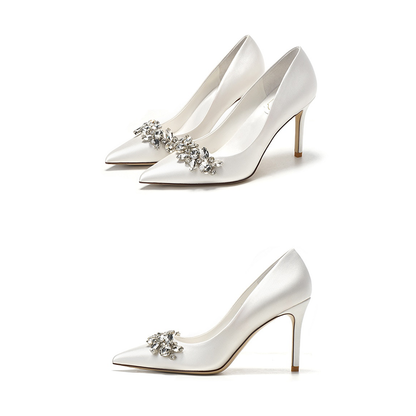 Funki Findz | Shoes | Women's Satin Crystal Wedding Pumps