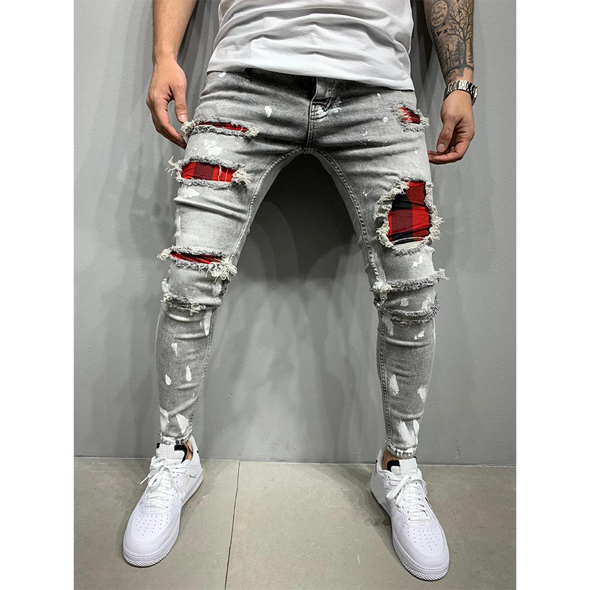 Funki Findz | Pants | Men's Skinny Buckle Strap Zipper Jeans