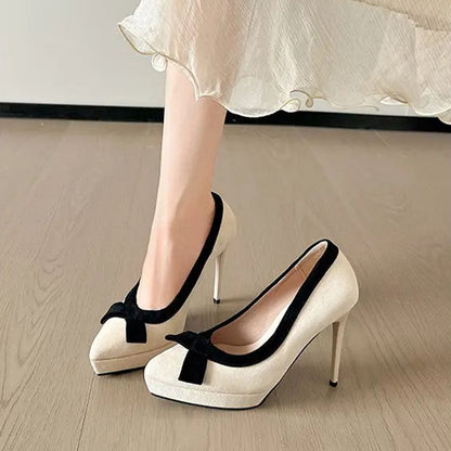 Funki Findz | Shoes | Women's Suede Bow Tie Platorm Heels