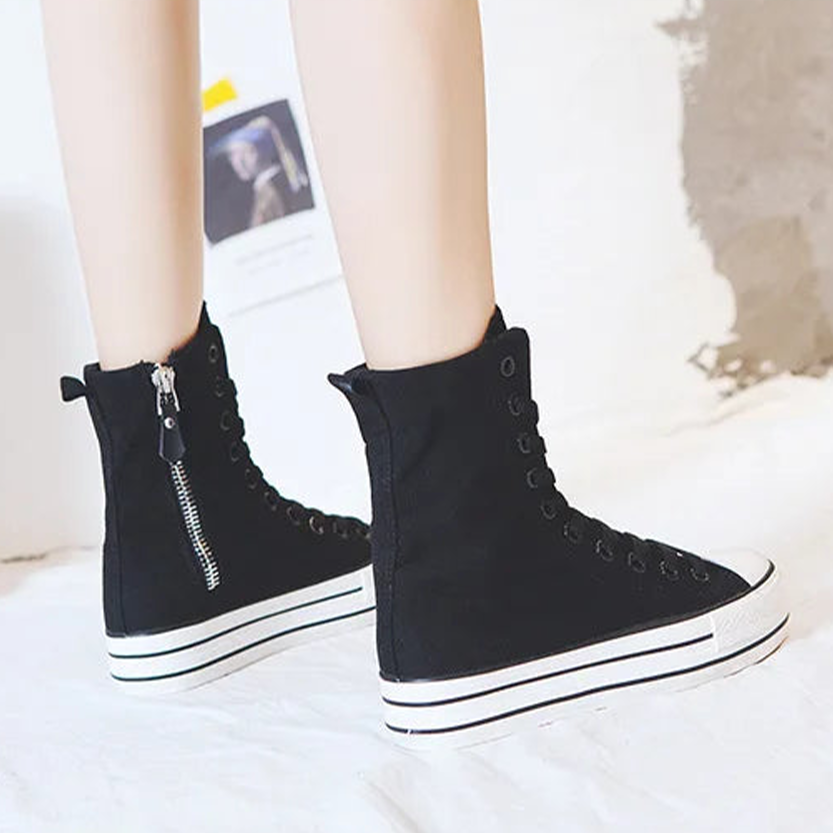 Funki Findz | Boots | Women's High-top Side Zip Canvas Sneaker