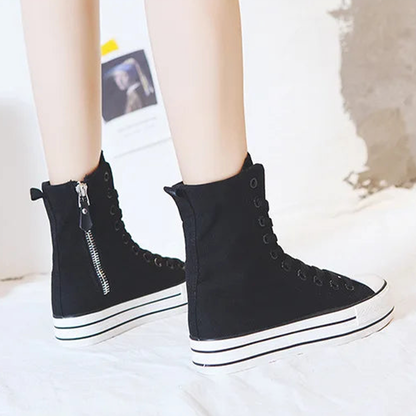 Funki Findz | Boots | Women's High-top Side Zip Canvas Sneaker