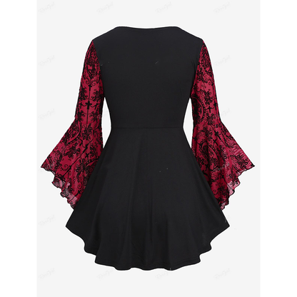 Funki Findz | Shirts | Women's Gothic Punk Floral Lace Up Top