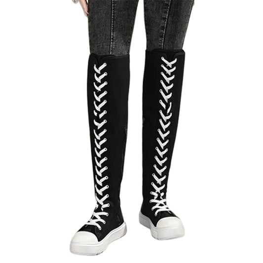 Funki Findz | Boots | Women's Over Knee Lace Up Canvas Boots