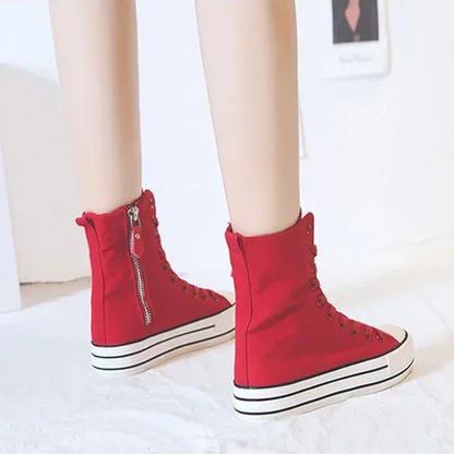 Funki Findz | Boots | Women's High-top Side Zip Canvas Sneaker