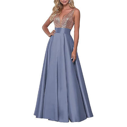 Funki Findz | Dresses | Women's Satin Sequin Evening Dress