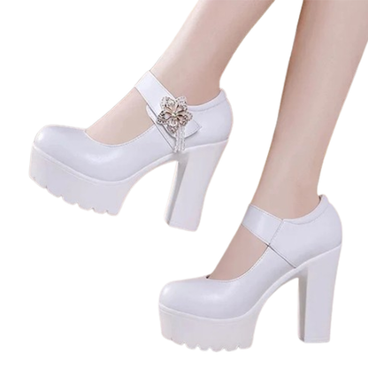 Funki Findz | Shoes | Women's Flower Buckle Mary Janes Heels