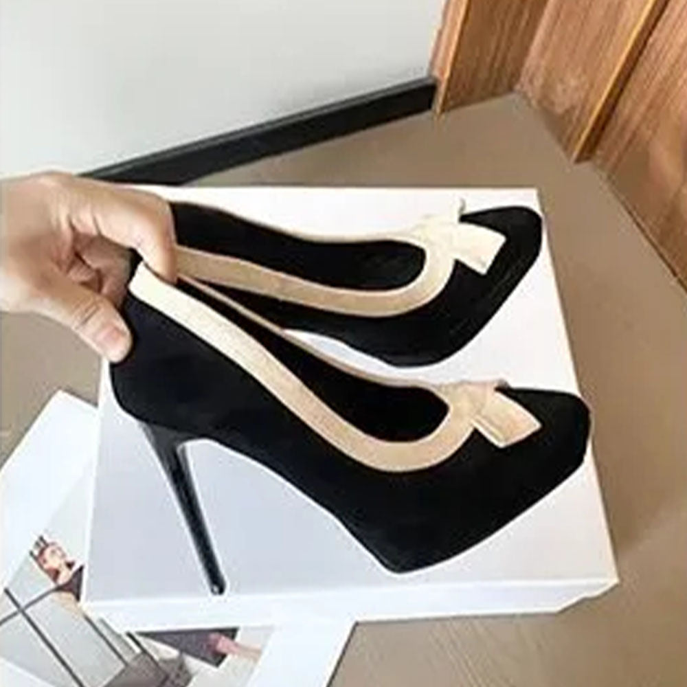 Funki Findz | Shoes | Women's Suede Bow Tie Platorm Heels