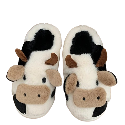 Funki Findz | Shoes | Women's Cute Plush Warm Cow Slippers