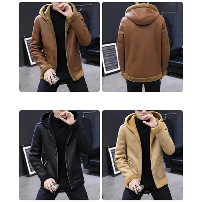 Funki Findz | Jackets | Men's Hooded Winter Faux Leather Jacket