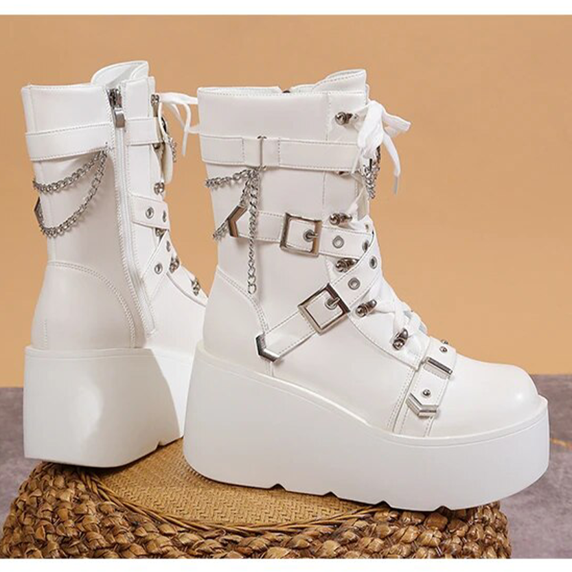 Funki Findz | Boots | Women's Multi Strap Gothic Platform Boots