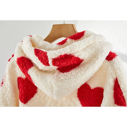 Funki Findz | Sweaters | Women's Hooded Heart Print Pullover