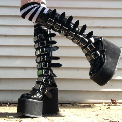 Funki Findz | Boots | Women's High Platform Wedge Buckle Boot
