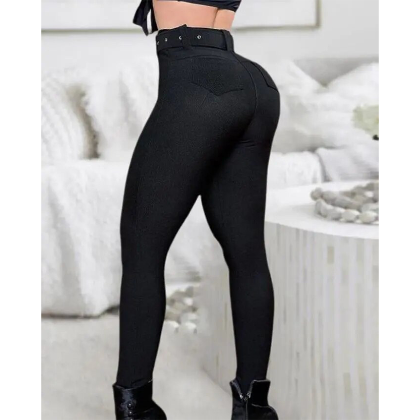 Funki Findz | Pants | Women's High Waist Skinny Pants with Belt