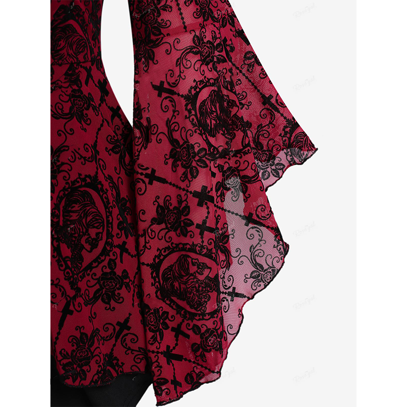 Funki Findz | Shirts | Women's Gothic Punk Floral Lace Up Top