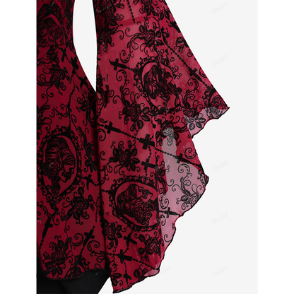 Funki Findz | Shirts | Women's Gothic Punk Floral Lace Up Top
