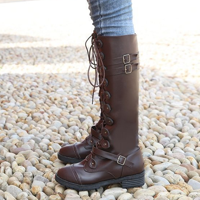 Funki Findz | Boots | Women's Knee High Steampunk Flat Boots