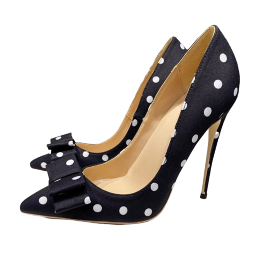 Funki Findz | Shoes | Women's Polka Dot Bowknot Satin Stilettos