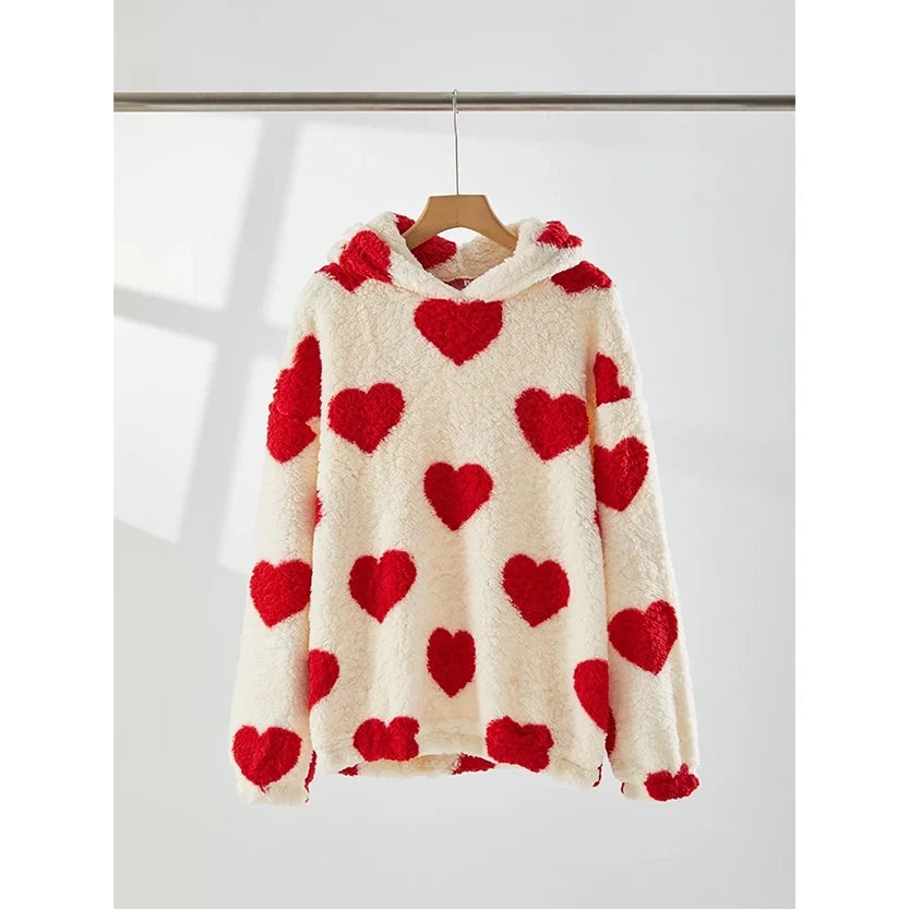 Funki Findz | Sweaters | Women's Hooded Heart Print Pullover